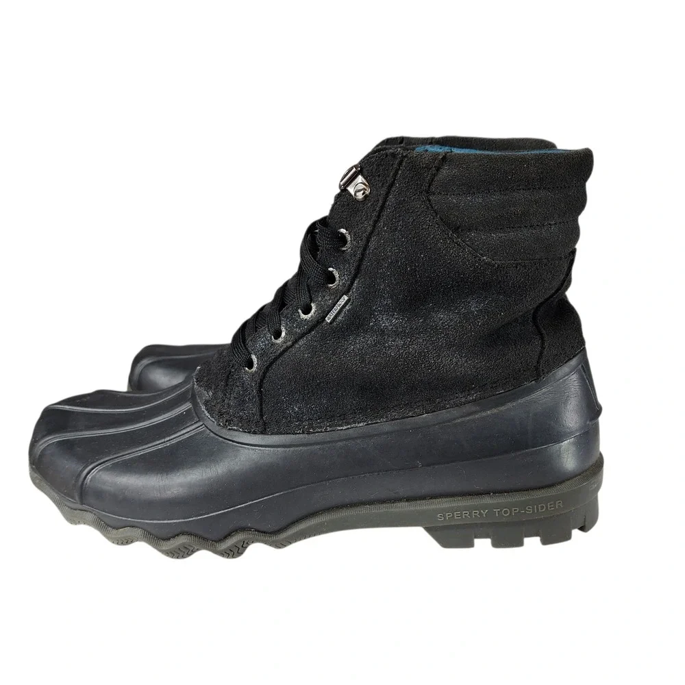 Sperry Top-Sider Duck Boots sz 10M Mens Black Rain‎ Waterproof STS10101 Suede 7